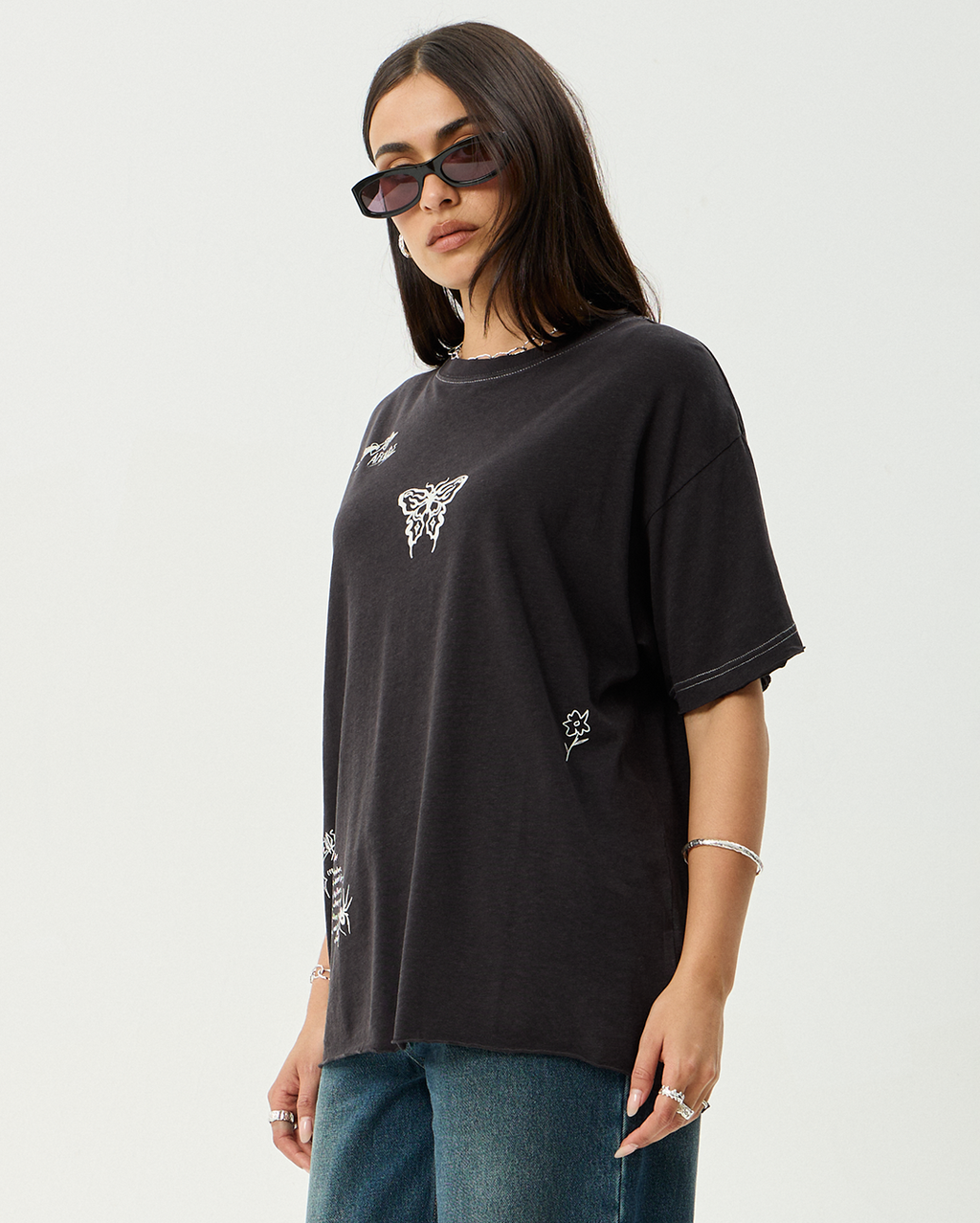 Rise - Hemp Oversized Tee - Stone Black - Afends
