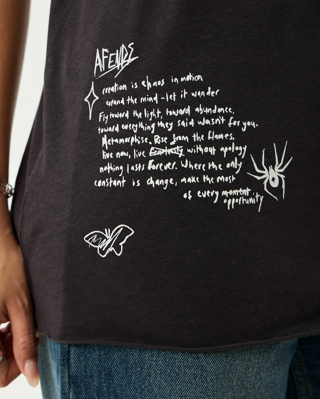 Rise - Hemp Oversized Tee - Stone Black - Afends