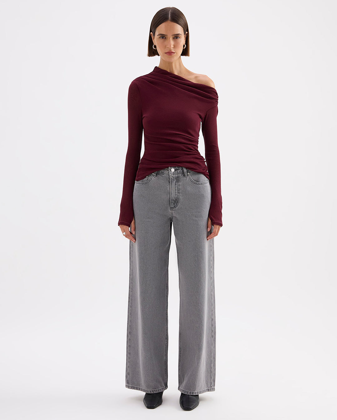 Rue Mesh LS Top - Merlot - Nude Lucy