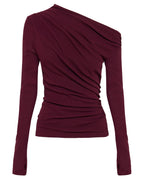Rue Mesh LS Top - Merlot - Nude Lucy
