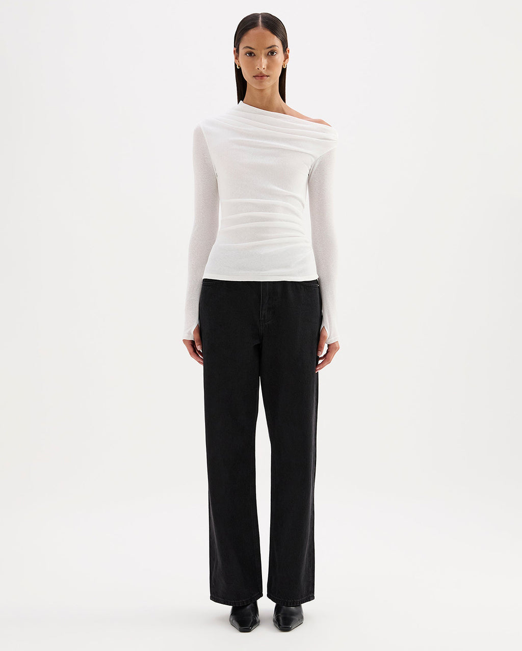 Rue Mesh LS Top - Salt - Nude Lucy