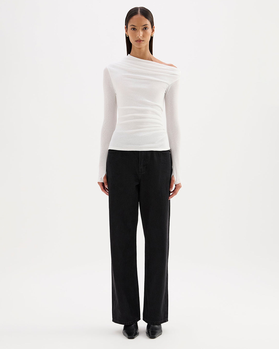 Rue Mesh LS Top - Salt - Nude Lucy