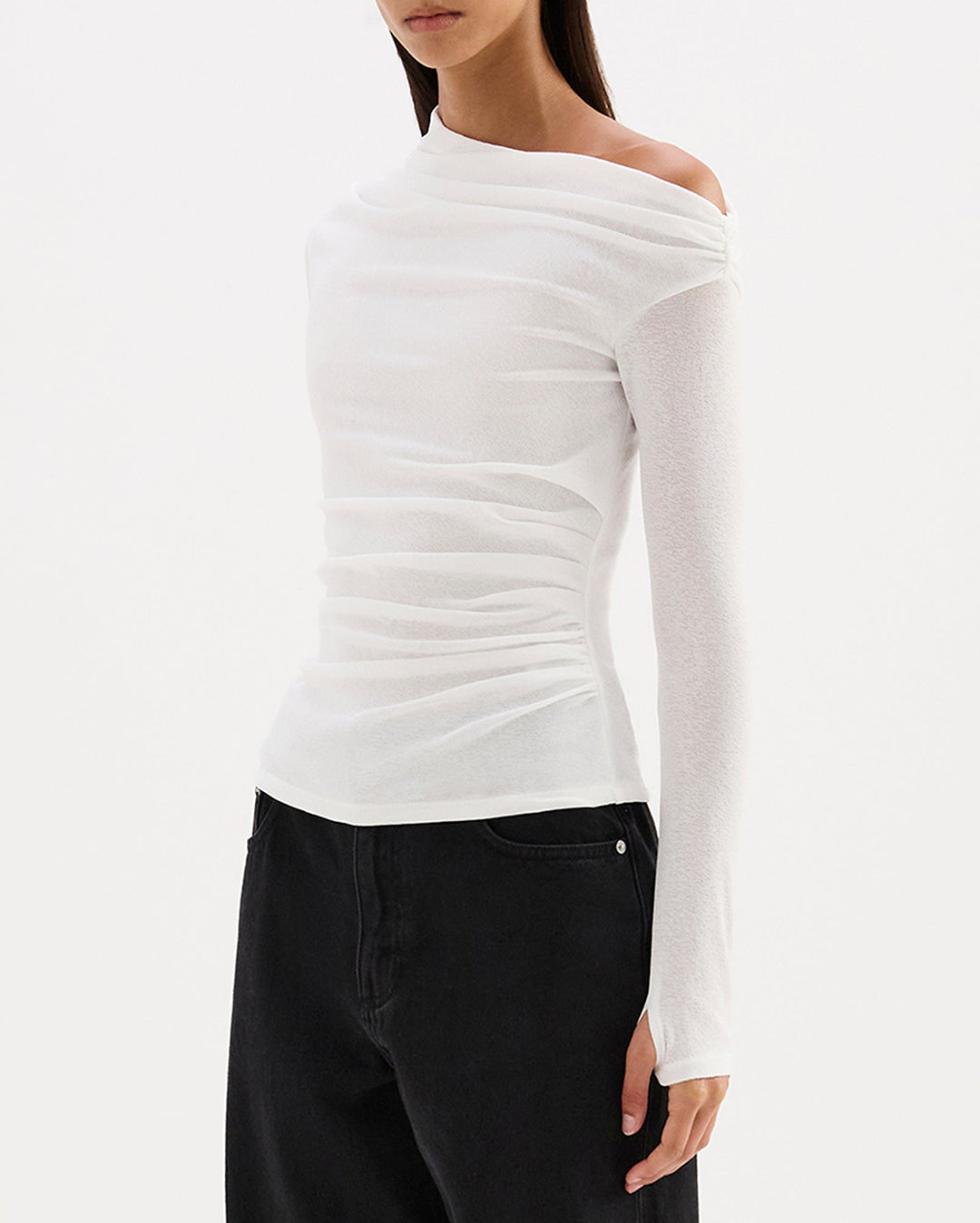 Rue Mesh LS Top - Salt - Nude Lucy