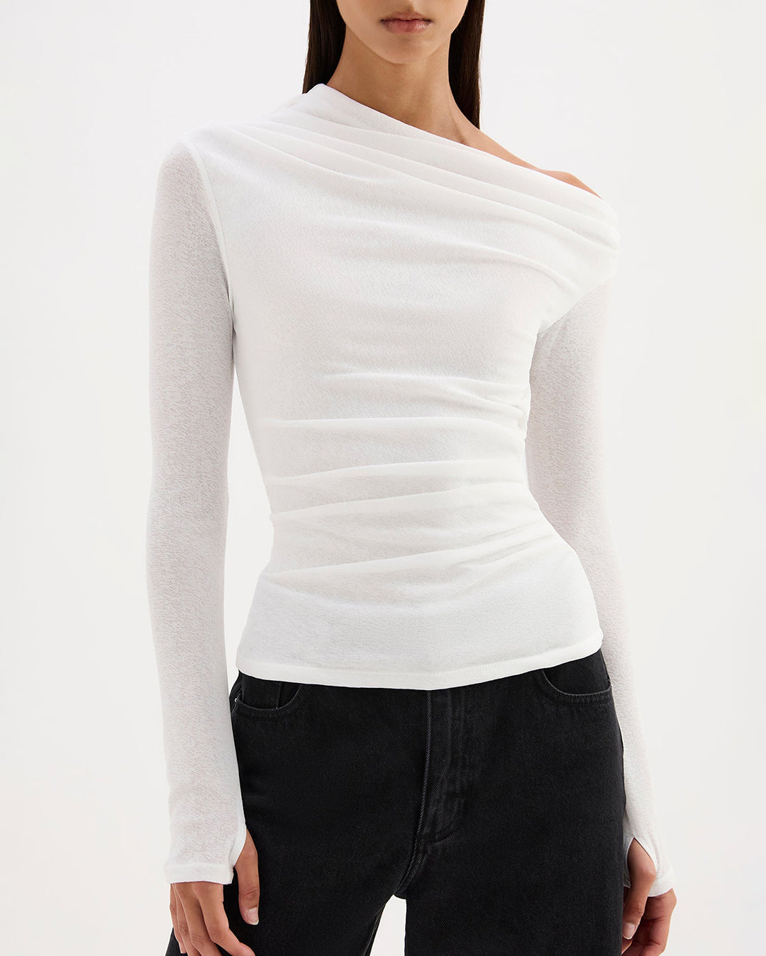 Rue Mesh LS Top - Salt - Nude Lucy