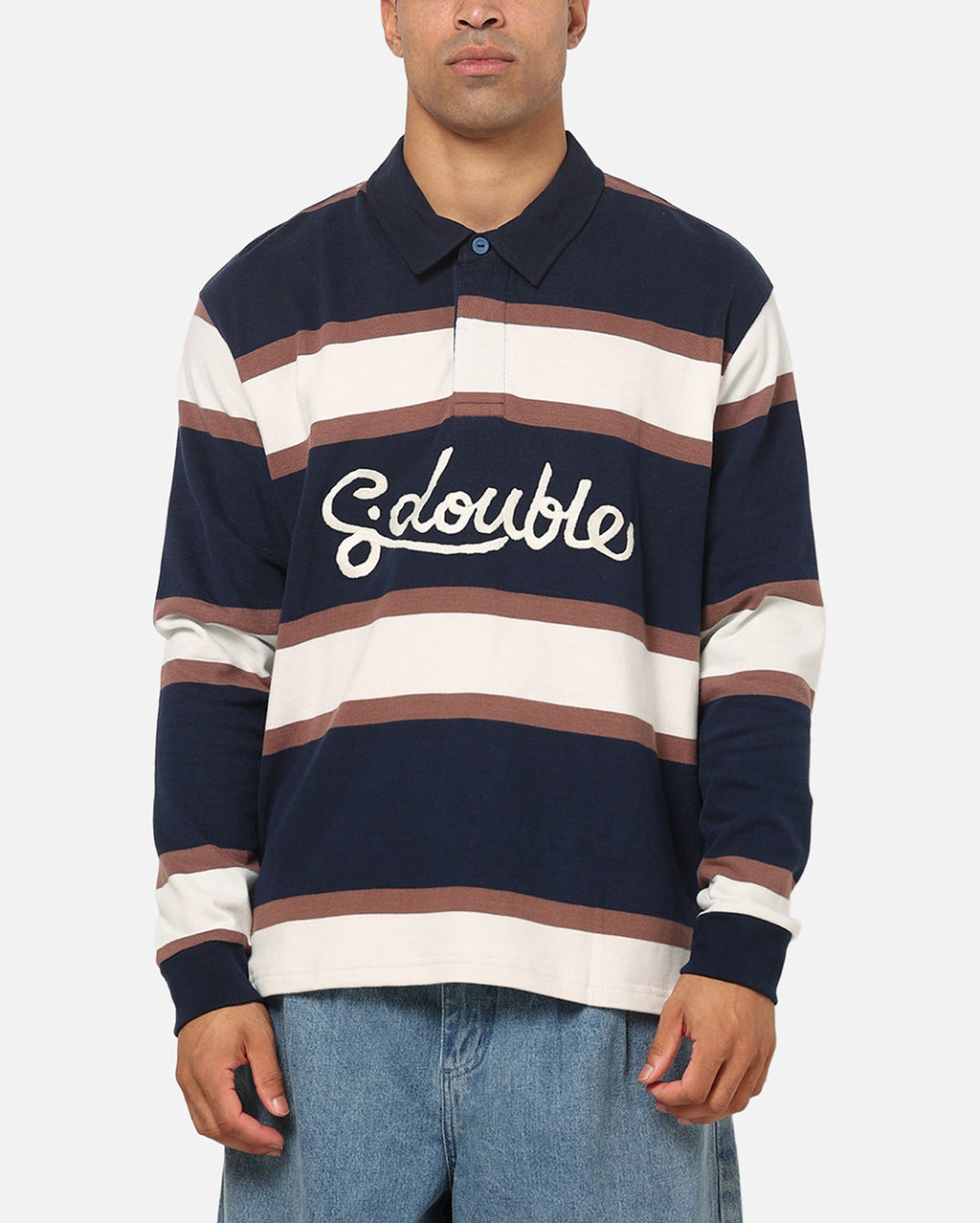 Chain Stitch Long Sleeve Rugby - Navy - S-Double