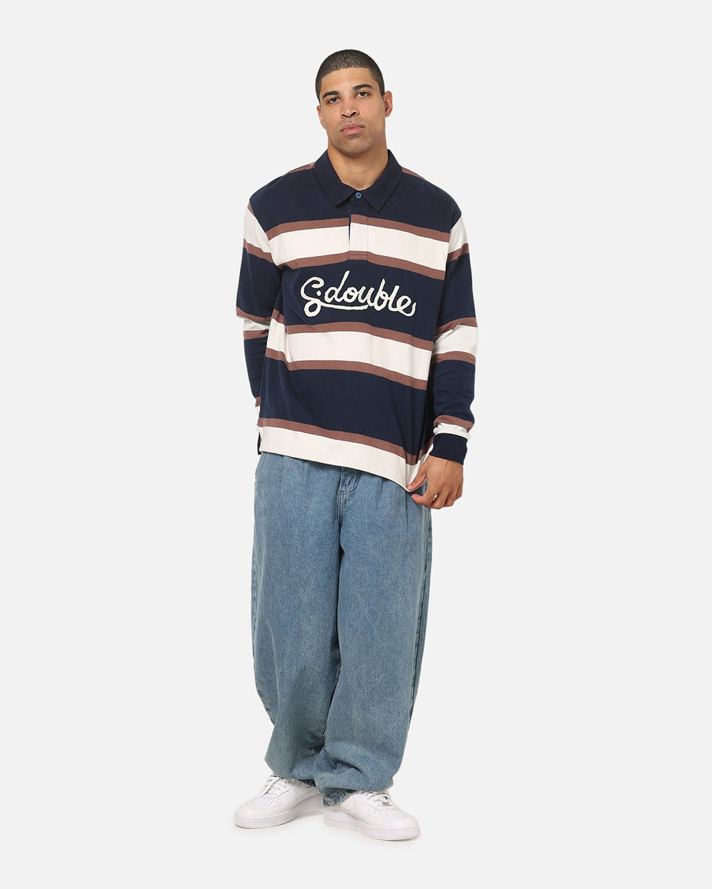 Chain Stitch Long Sleeve Rugby - Navy - S-Double
