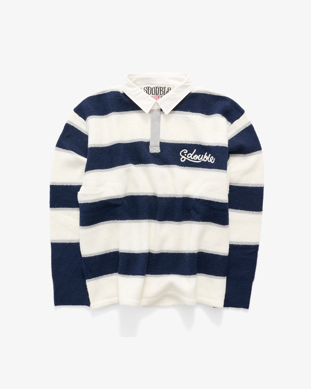 Cursive Knit Rugby - Navy/Natural - S-Double