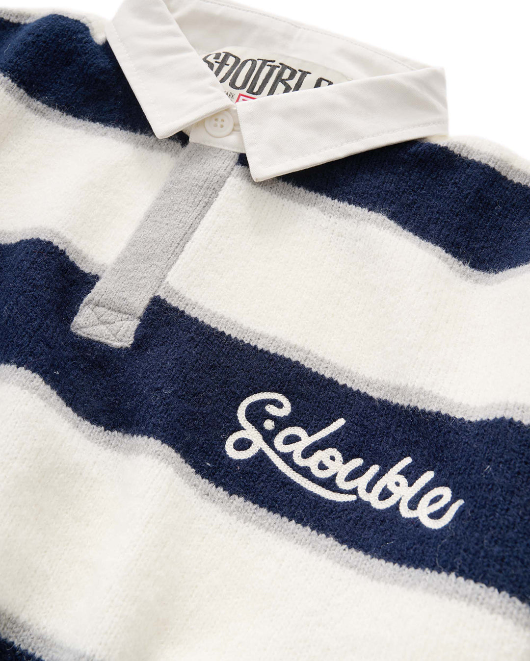 Cursive Knit Rugby - Navy/Natural - S-Double