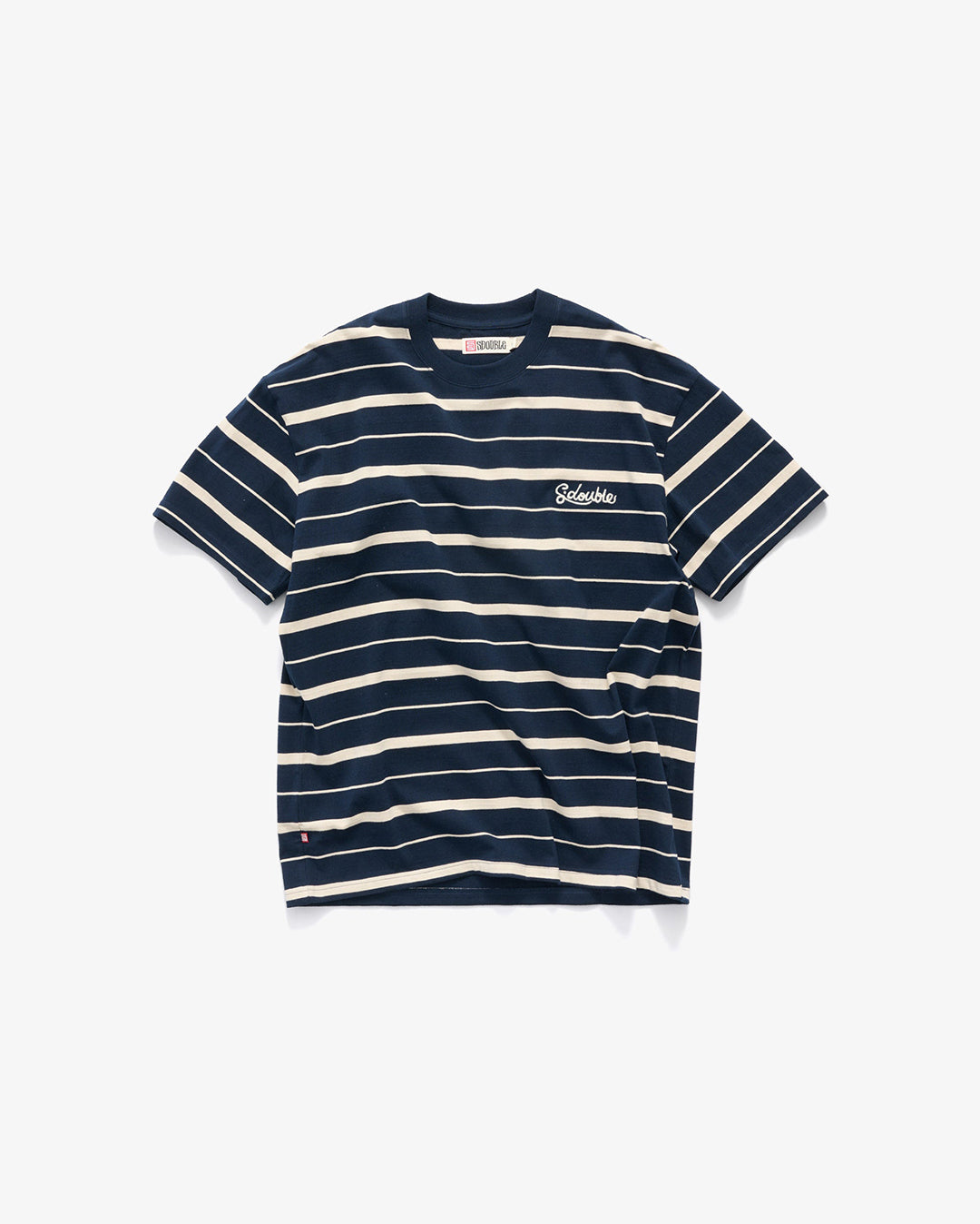 Cursive Stripe T-Shirt - Navy/Natural - S-Double