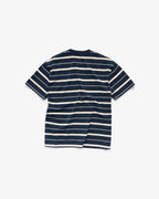 Cursive Stripe T-Shirt - Navy/Natural - S-Double