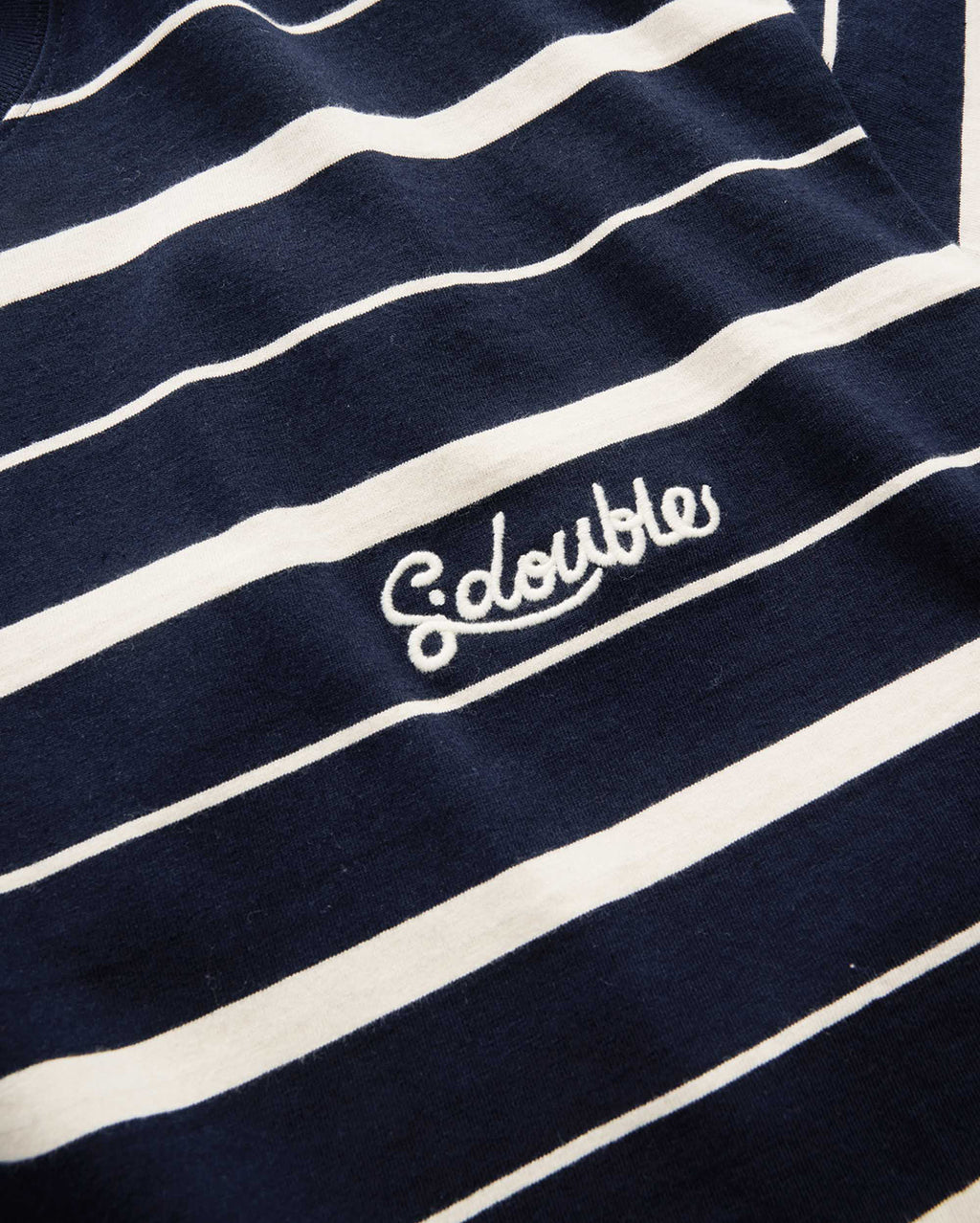 Cursive Stripe T-Shirt - Navy/Natural - S-Double