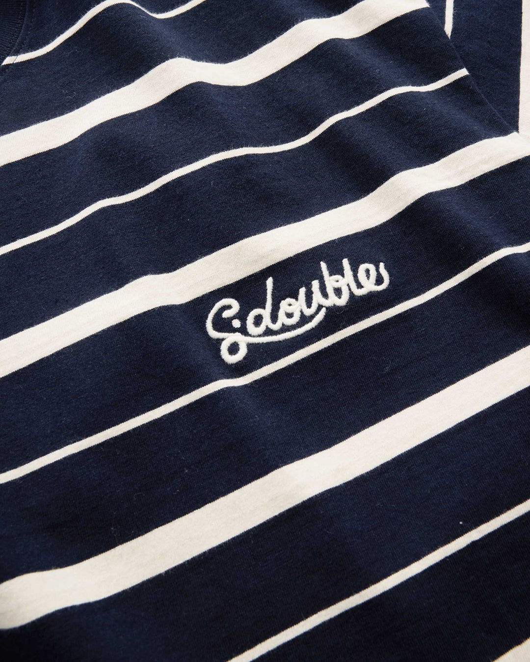 Cursive Stripe T-Shirt - Navy/Natural - S-Double