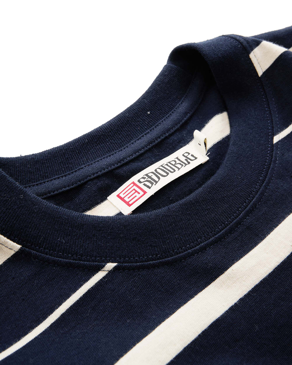 Cursive Stripe T-Shirt - Navy/Natural - S-Double