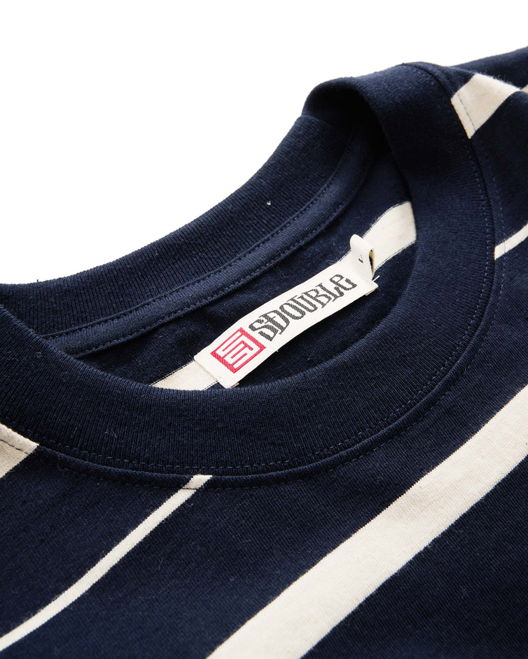 Cursive Stripe T-Shirt - Navy/Natural - S-Double