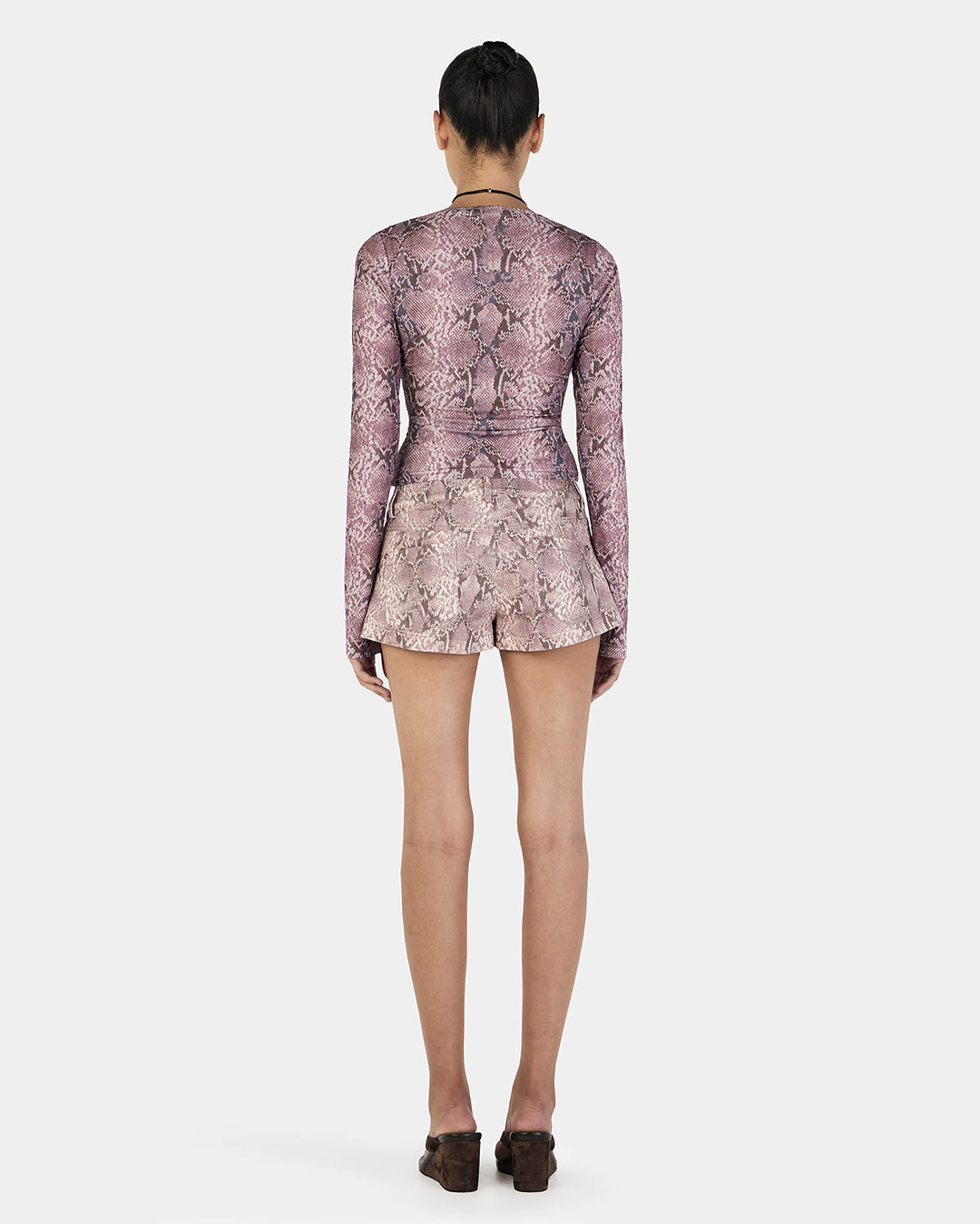Ownley Sade Long Sleeve Top - Mauve Snake | Wally NZ