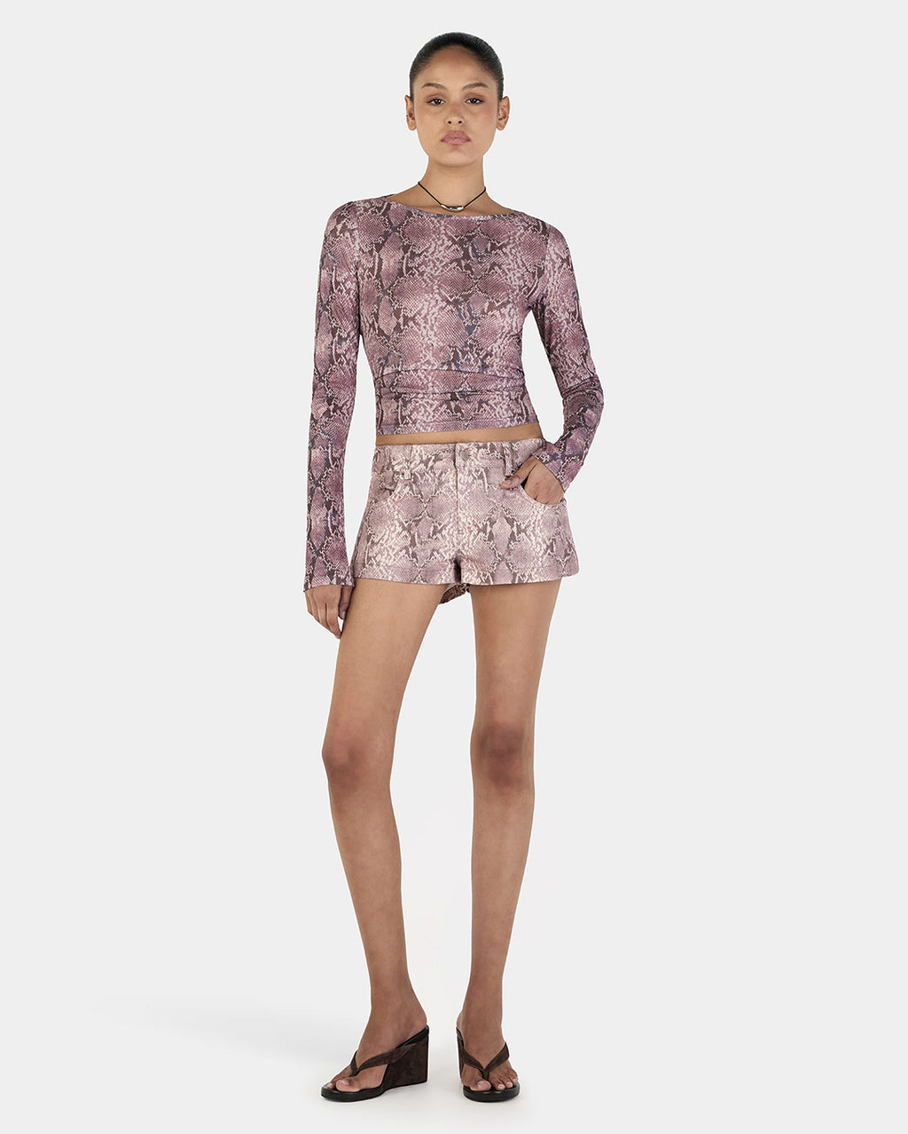 Sade Long Sleeve Top - Mauve Snake - Ownley