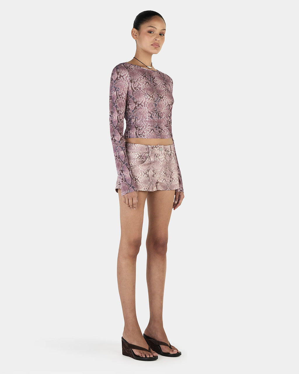 Sade Long Sleeve Top - Mauve Snake - Ownley