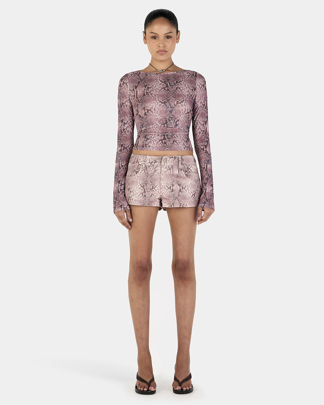 Sade Long Sleeve Top - Mauve Snake - Ownley