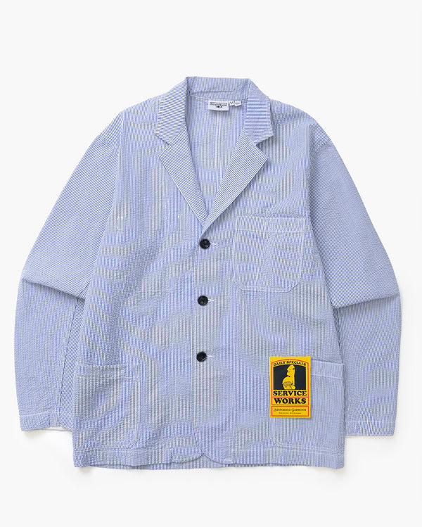 Seersucker Server Suit Jacket - Navy Stripe - Service Works