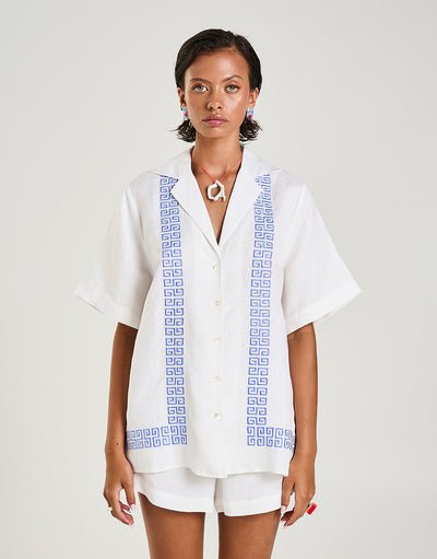 Collared Short Sleeve Shirt - Sol Script