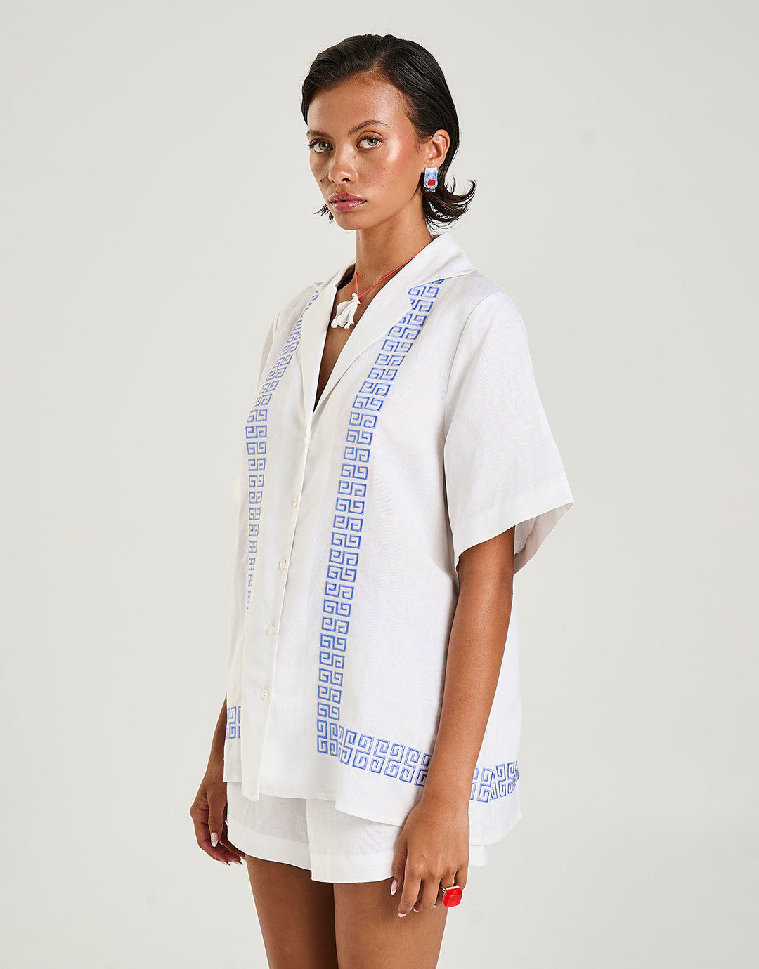 Collared Short Sleeve Shirt - Sol Script