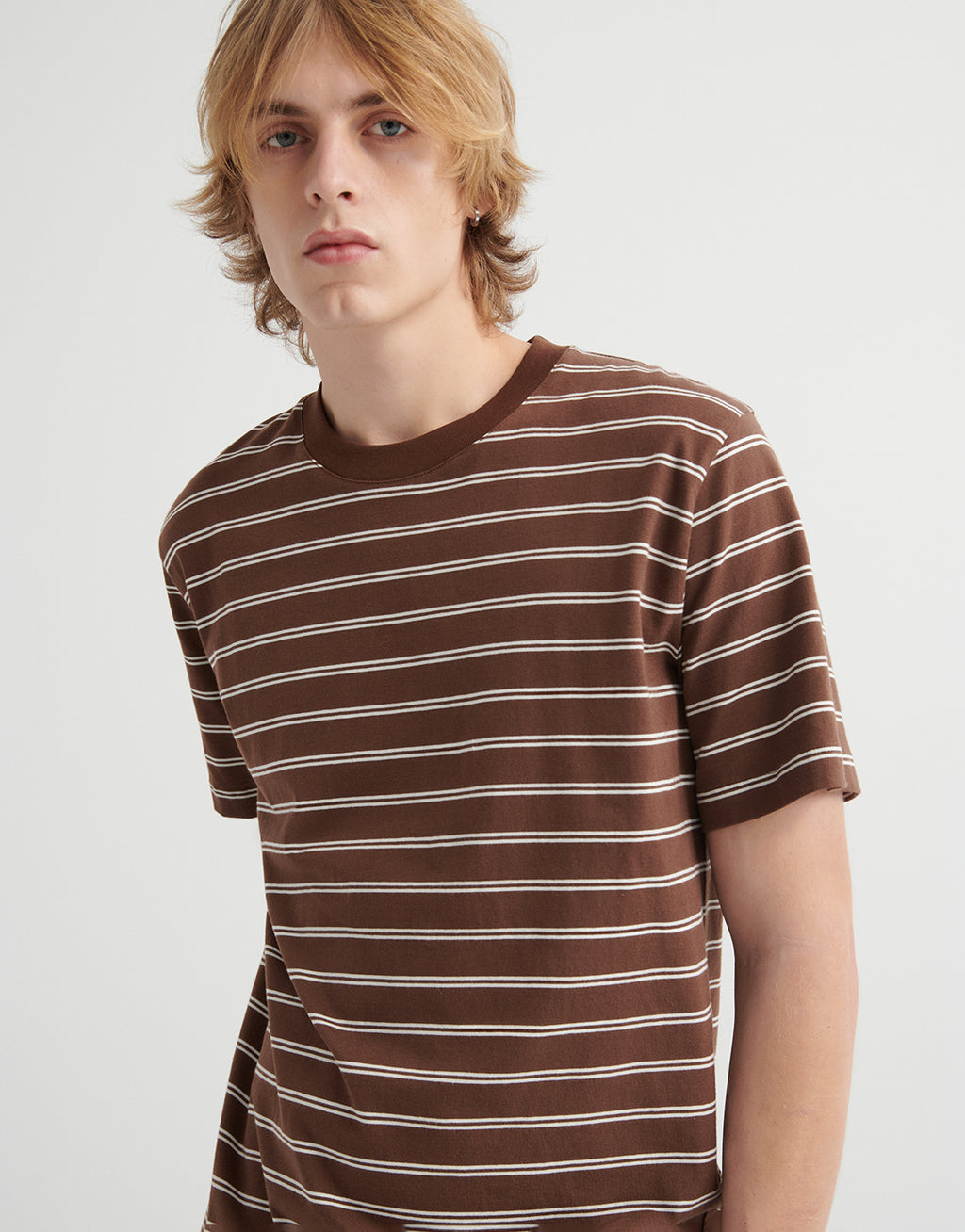 Staple Tee - Brown Stripe by Kowtow