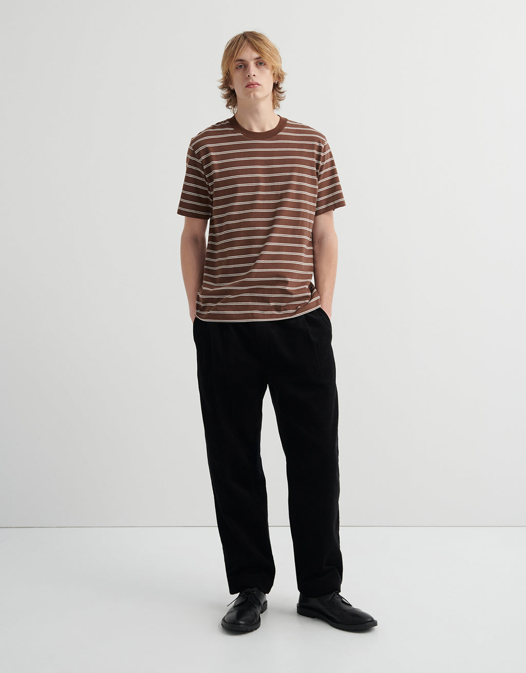 Staple Tee - Brown Stripe by Kowtow - view 3