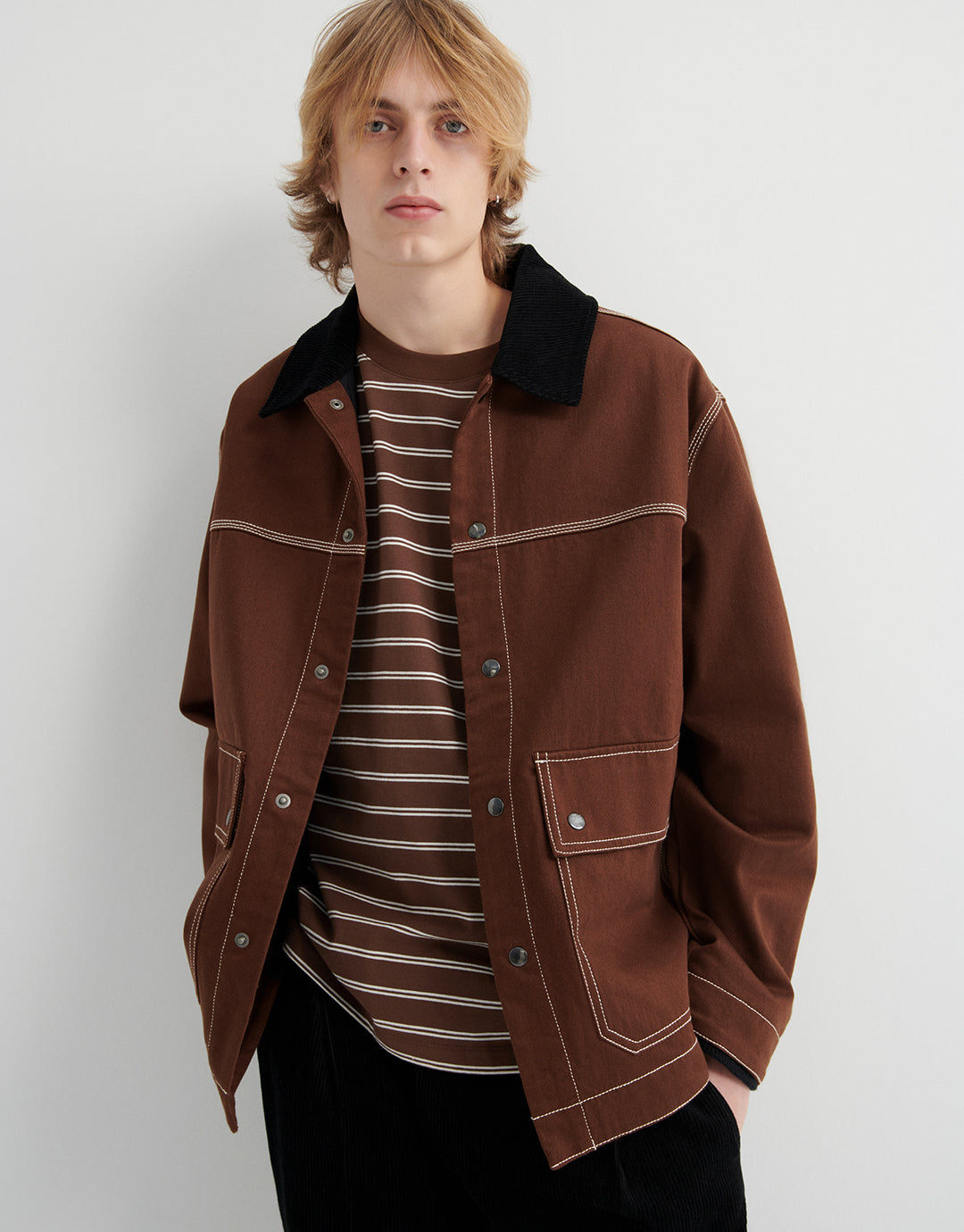 Staple Tee - Brown Stripe by Kowtow - view 5