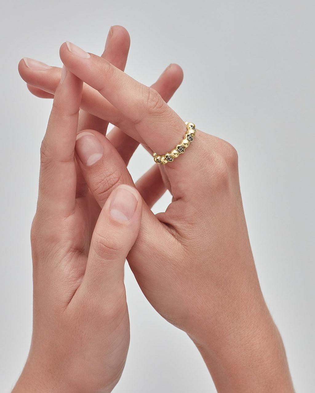 Darkness and Light Ball Chain Ring Clear Quartz / 18K Gold Plated - Stolen Girlfriends Club