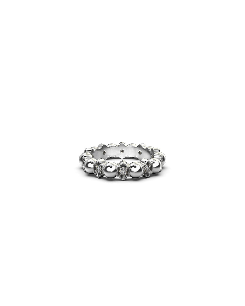 Darkness and Light Ball Chain Ring Clear Quartz / Sterling Silver - Stolen Girlfriends Club