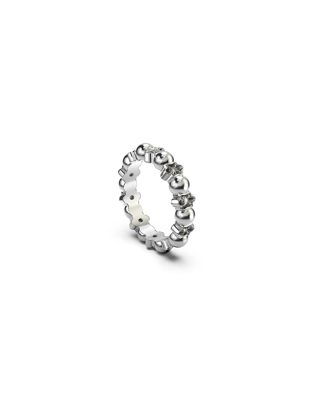 Darkness and Light Ball Chain Ring Clear Quartz / Sterling Silver - Stolen Girlfriends Club