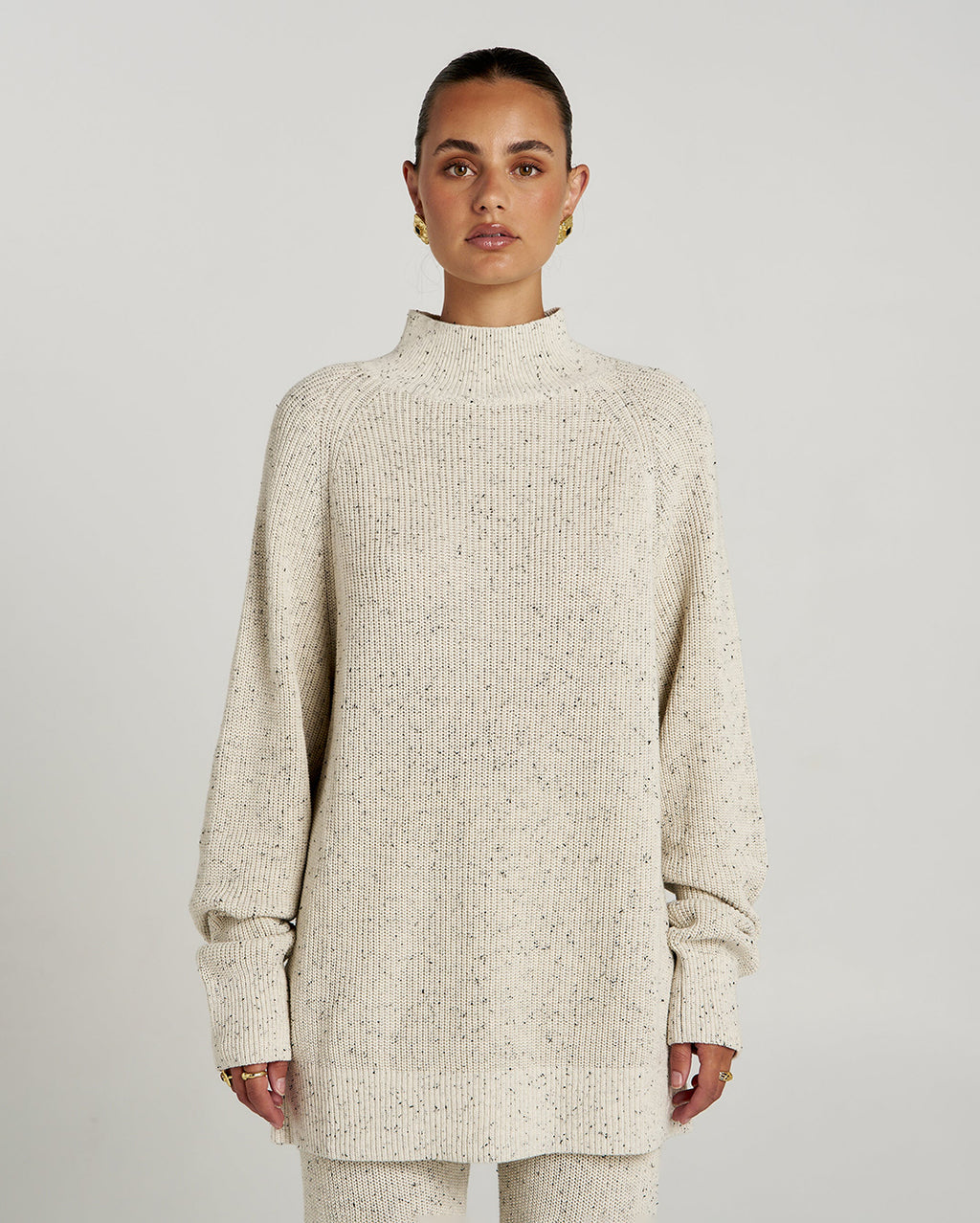 Longline Knit - Oatmeal Marle 1