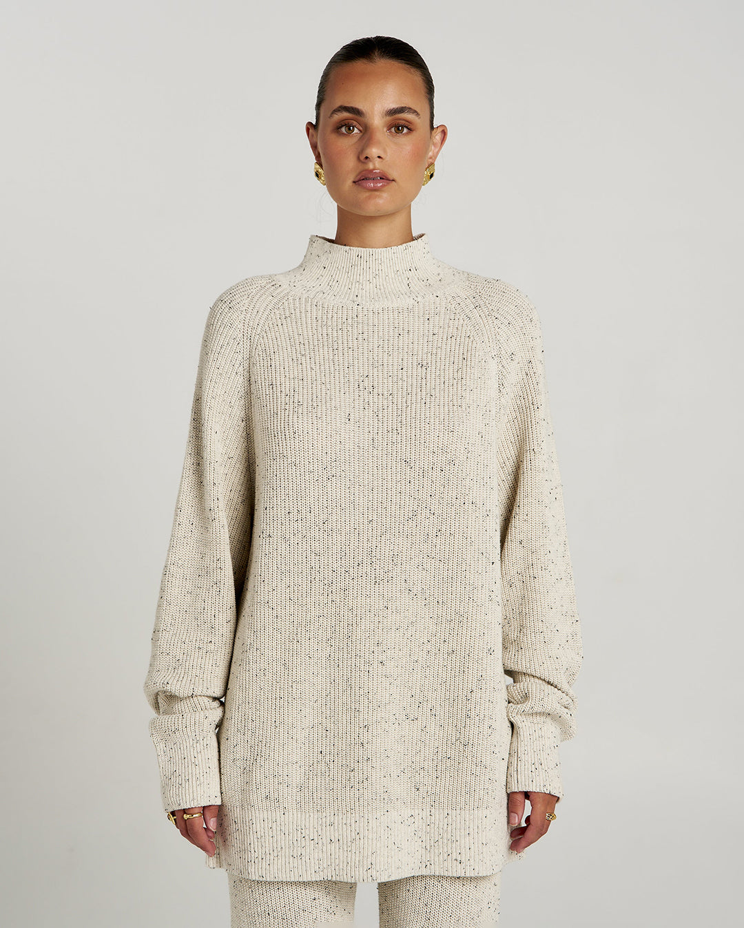 Longline Knit - Oatmeal Marle 1