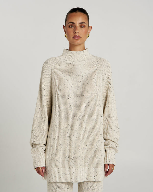 Longline Knit - Oatmeal Marle 1