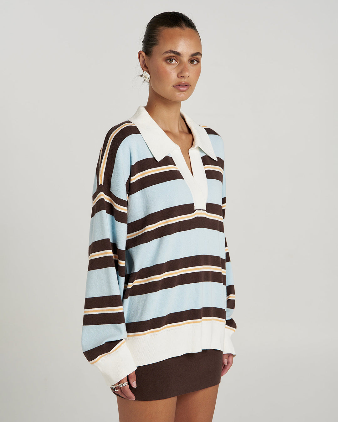 Stripe Long Sleeve Polo - Aperol Stripe 2