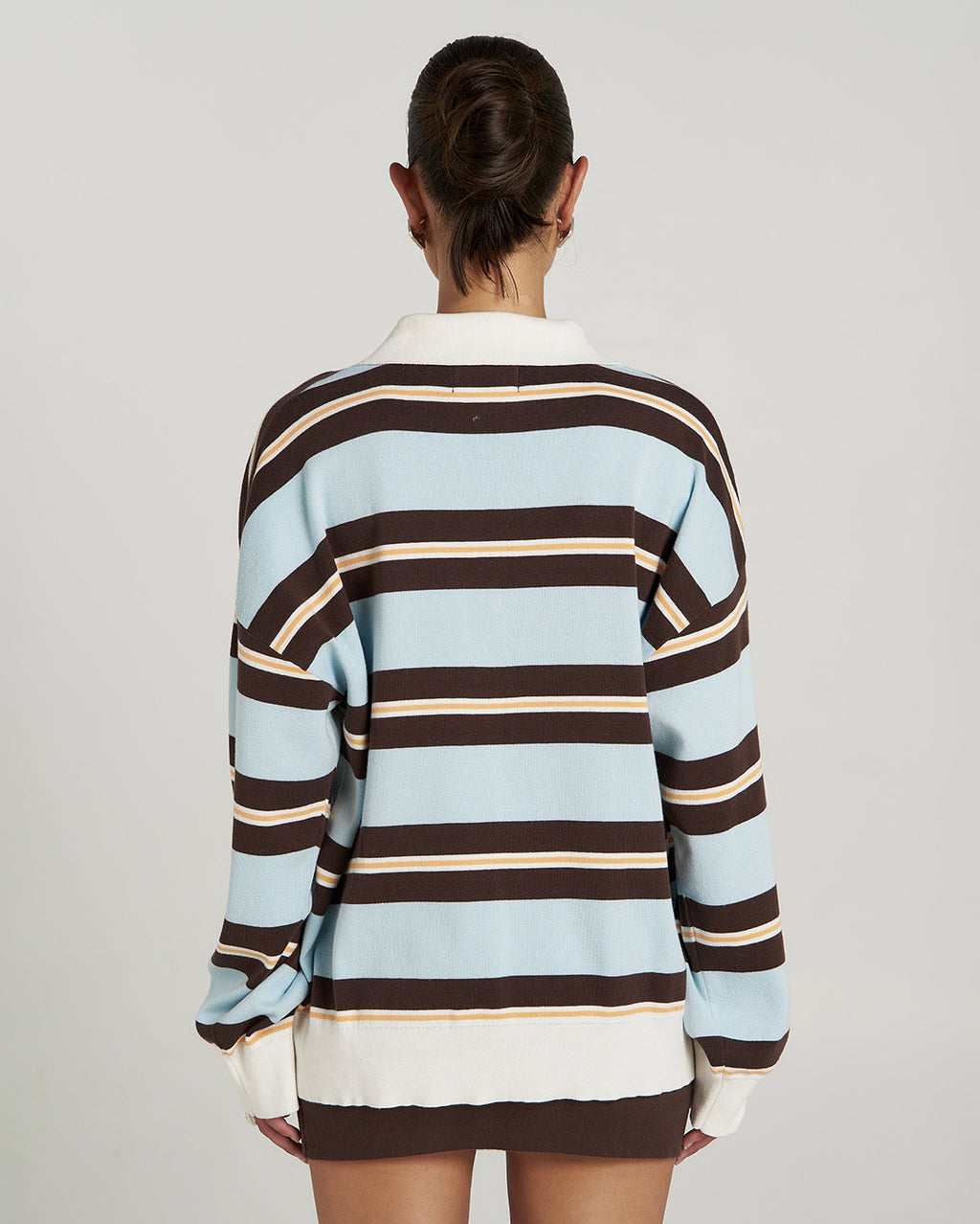 Stripe Long Sleeve Polo - Aperol Stripe 3