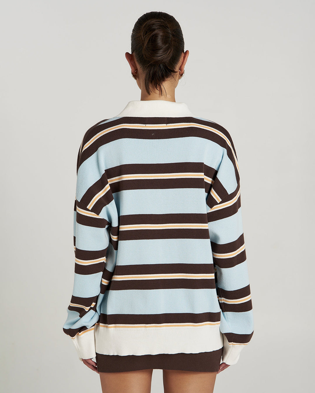 Stripe Long Sleeve Polo - Aperol Stripe 3