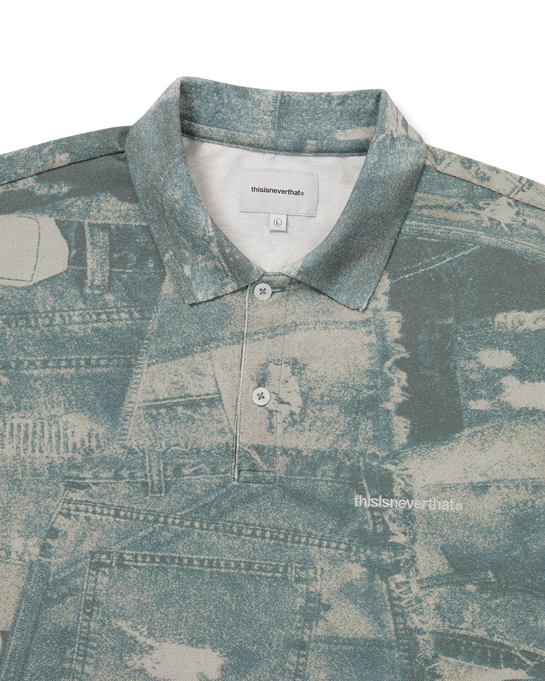 T-Logo S/S Jersey Polo - Denim Patchwork - thisisneverthat