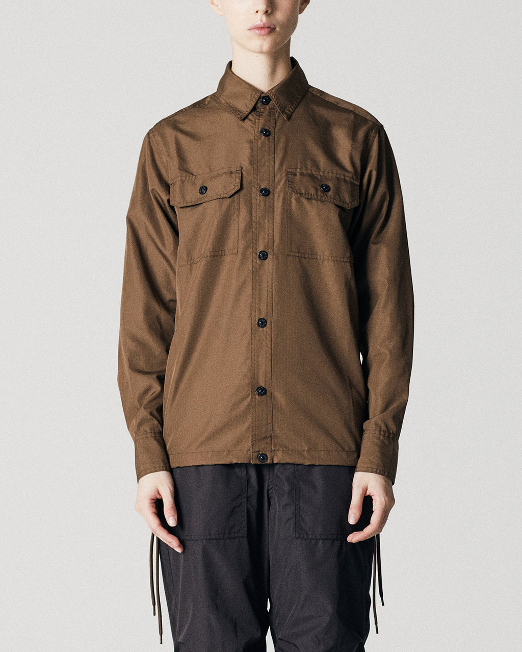 Military Long Sleeve Shirt - Brown - Taion