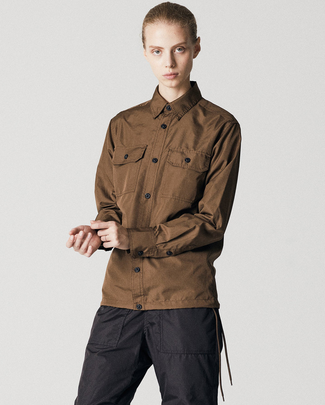 Military Long Sleeve Shirt - Brown - Taion
