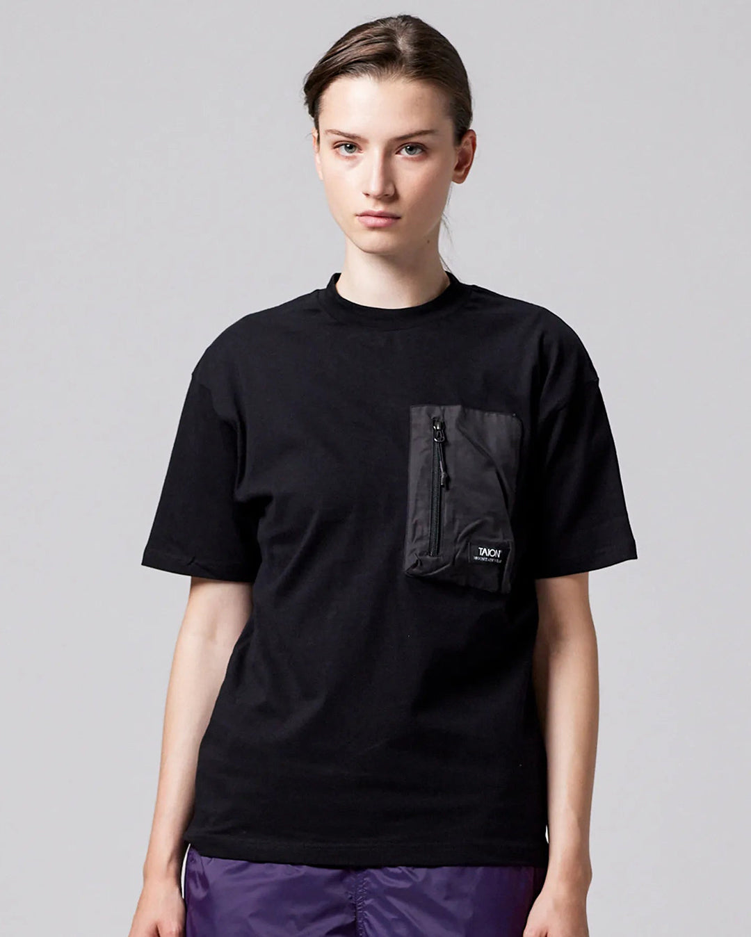 Mountain Storage Pocket T-Shirt - Black - Taion