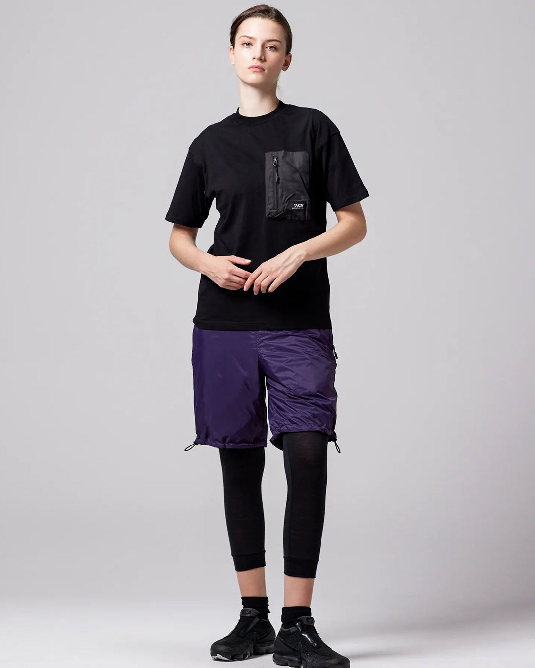 Mountain Storage Pocket T-Shirt - Black - Taion