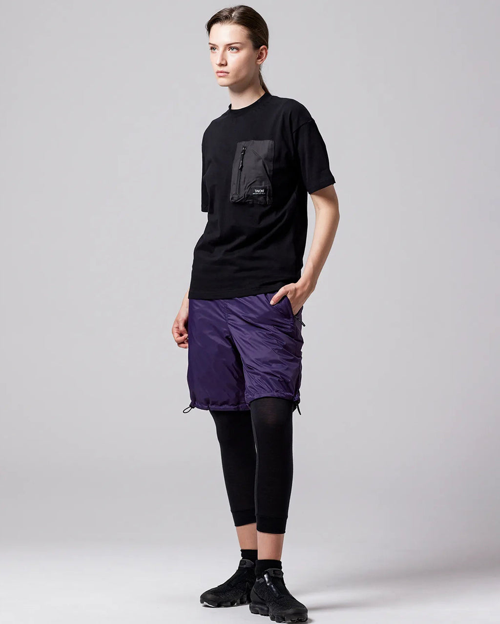 Mountain Storage Pocket T-Shirt - Black - Taion