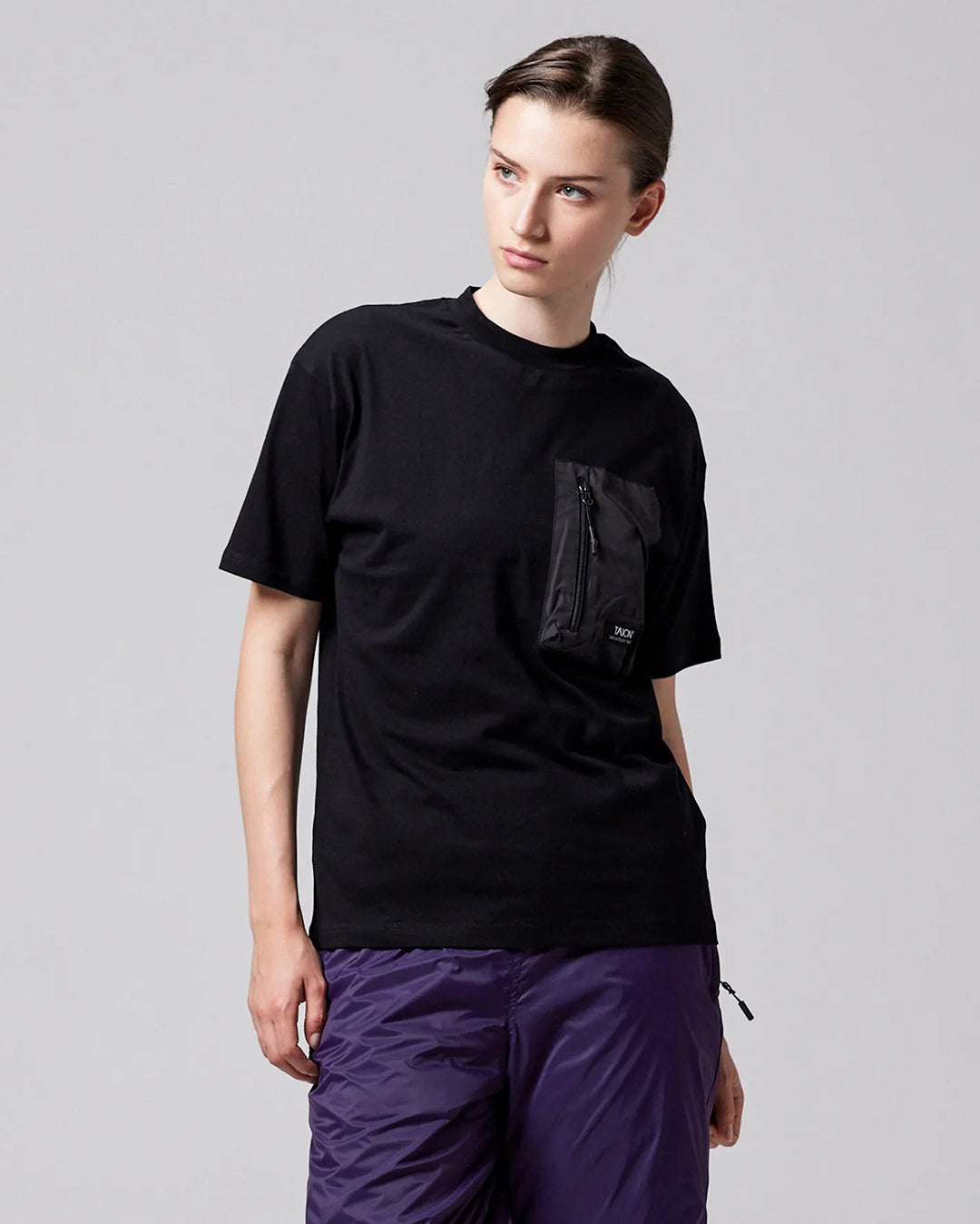 Mountain Storage Pocket T-Shirt - Black - Taion