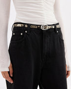 Tate Leather Belt - Snake - Nude Lucy