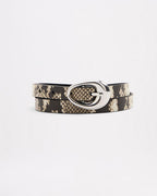 Tate Leather Belt - Snake - Nude Lucy