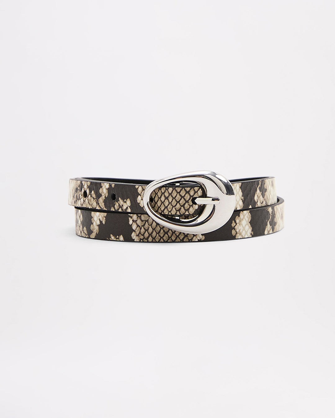 Tate Leather Belt - Snake - Nude Lucy