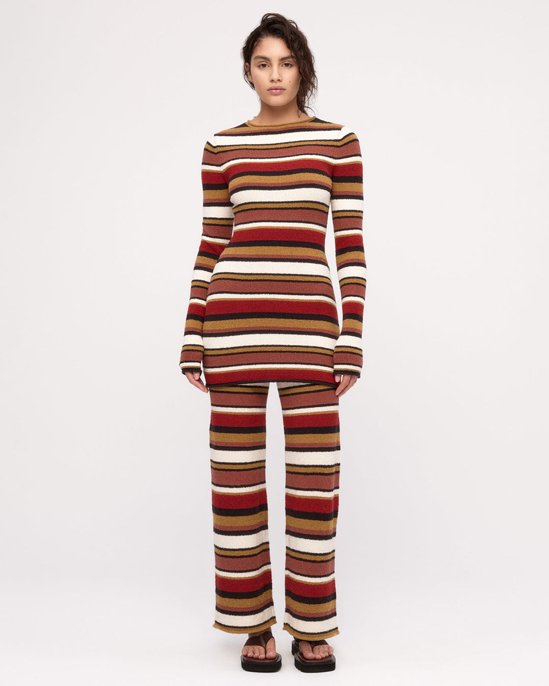 Textured Knit Mini Dress - Earth Stripe - Zulu and Zephyr