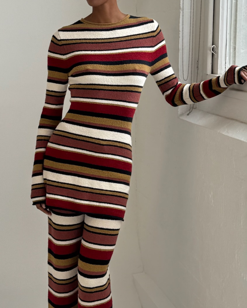 Textured Knit Mini Dress - Earth Stripe - Zulu and Zephyr