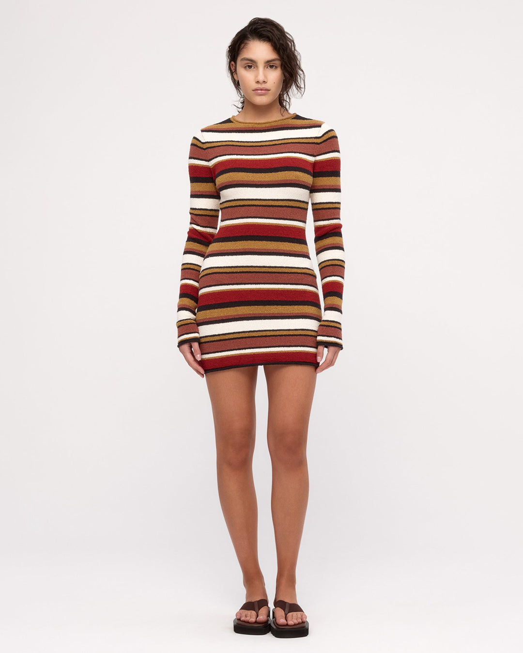 Textured Knit Mini Dress - Earth Stripe - Zulu and Zephyr
